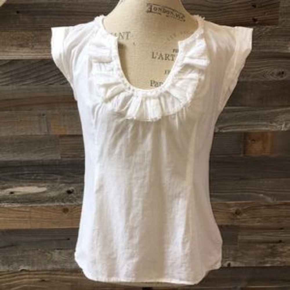 Anthropologie Tabitha Simmons White Ruffle Blouse